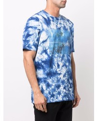 T-shirt à col rond imprimé tie-dye bleu marine et blanc C.P. Company