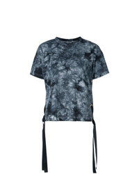T-shirt à col rond imprimé tie-dye bleu marine