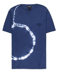 T-shirt à col rond imprimé tie-dye bleu marine A.P.C.