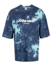 T-shirt à col rond imprimé tie-dye bleu marine AAPE BY A BATHING APE