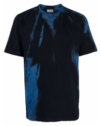T-shirt à col rond imprimé tie-dye bleu marine Diesel