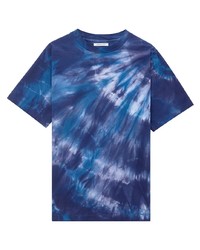 T-shirt à col rond imprimé tie-dye bleu marine John Elliott