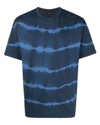T-shirt à col rond imprimé tie-dye bleu marine Roberto Collina