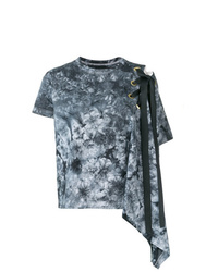 T-shirt à col rond imprimé tie-dye bleu marine Sacai