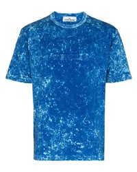 T-shirt à col rond imprimé tie-dye bleu marine Stone Island