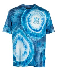 T-shirt à col rond imprimé tie-dye bleu Amiri