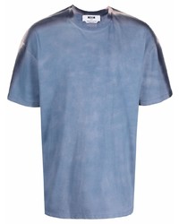 T-shirt à col rond imprimé tie-dye bleu MSGM
