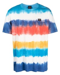 T-shirt à col rond imprimé tie-dye bleu Paul & Shark