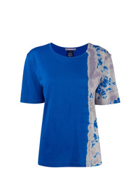 T-shirt à col rond imprimé tie-dye bleu Suzusan