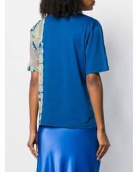 T-shirt à col rond imprimé tie-dye bleu Suzusan