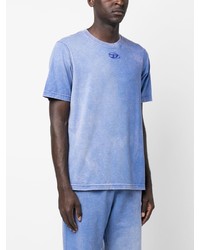 T-shirt à col rond imprimé tie-dye bleu Diesel