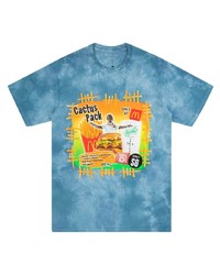 T-shirt à col rond imprimé tie-dye bleu Travis Scott Astroworld