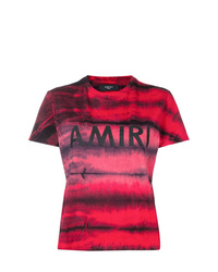 T-shirt à col rond imprimé tie-dye bordeaux Amiri