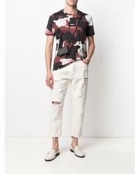 T-shirt à col rond imprimé tie-dye bordeaux Dolce & Gabbana