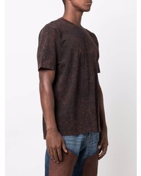 T-shirt à col rond imprimé tie-dye bordeaux Diesel