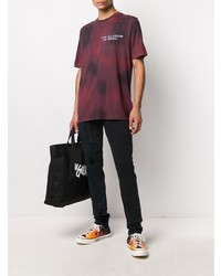 T-shirt à col rond imprimé tie-dye bordeaux Diesel