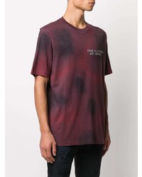 T-shirt à col rond imprimé tie-dye bordeaux Diesel