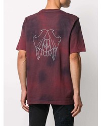 T-shirt à col rond imprimé tie-dye bordeaux Diesel