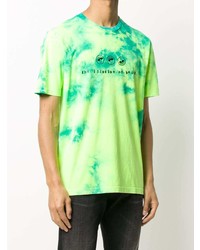 T-shirt à col rond imprimé tie-dye chartreuse Diesel