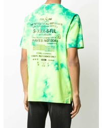 T-shirt à col rond imprimé tie-dye chartreuse Diesel