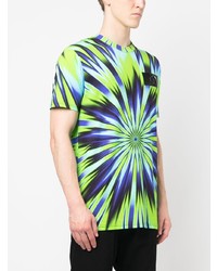 T-shirt à col rond imprimé tie-dye chartreuse Plein Sport