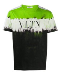 T-shirt à col rond imprimé tie-dye chartreuse Valentino