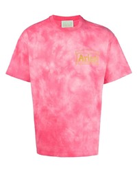 T-shirt à col rond imprimé tie-dye fuchsia Aries