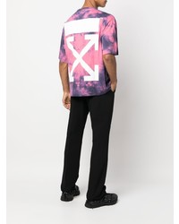 T-shirt à col rond imprimé tie-dye fuchsia Off-White