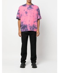 T-shirt à col rond imprimé tie-dye fuchsia Off-White