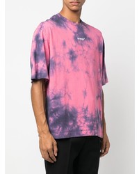 T-shirt à col rond imprimé tie-dye fuchsia Off-White