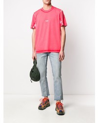 T-shirt à col rond imprimé tie-dye fuchsia MSGM