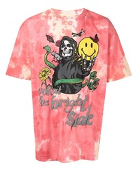 T-shirt à col rond imprimé tie-dye fuchsia MARKET