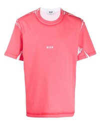 T-shirt à col rond imprimé tie-dye fuchsia MSGM