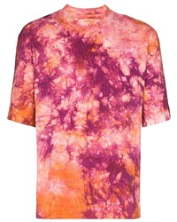 T-shirt à col rond imprimé tie-dye fuchsia Nicholas Daley