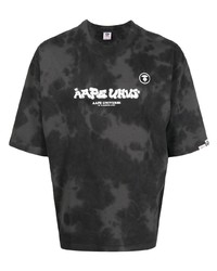 T-shirt à col rond imprimé tie-dye gris foncé AAPE BY A BATHING APE