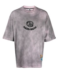 T-shirt à col rond imprimé tie-dye gris AAPE BY A BATHING APE