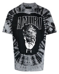 T-shirt à col rond imprimé tie-dye gris Amiri