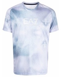 T-shirt à col rond imprimé tie-dye gris Ea7 Emporio Armani