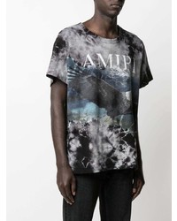 T-shirt à col rond imprimé tie-dye gris Amiri