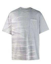 T-shirt à col rond imprimé tie-dye gris Feng Chen Wang