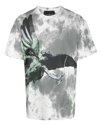 T-shirt à col rond imprimé tie-dye gris John Richmond