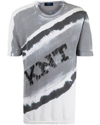 T-shirt à col rond imprimé tie-dye gris Kiton
