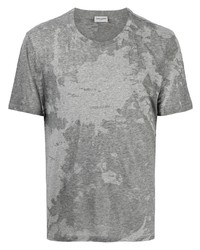 T-shirt à col rond imprimé tie-dye gris Saint Laurent