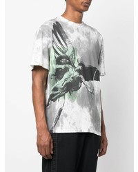 T-shirt à col rond imprimé tie-dye gris John Richmond