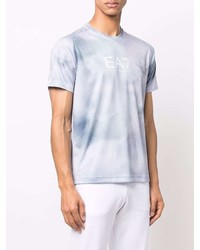 T-shirt à col rond imprimé tie-dye gris Ea7 Emporio Armani