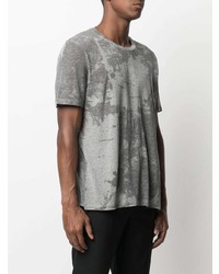 T-shirt à col rond imprimé tie-dye gris Saint Laurent