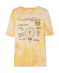 T-shirt à col rond imprimé tie-dye jaune