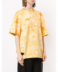 T-shirt à col rond imprimé tie-dye jaune Le Ciel Bleu
