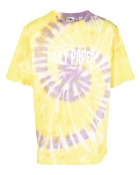 T-shirt à col rond imprimé tie-dye jaune Daily Paper