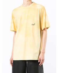 T-shirt à col rond imprimé tie-dye jaune Oamc